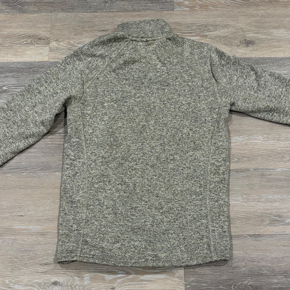 Eddie Bauer Mens Quarter Zip Fleece Pullover Sweater Heather Green Gray Marl L - Picture 4 of 6